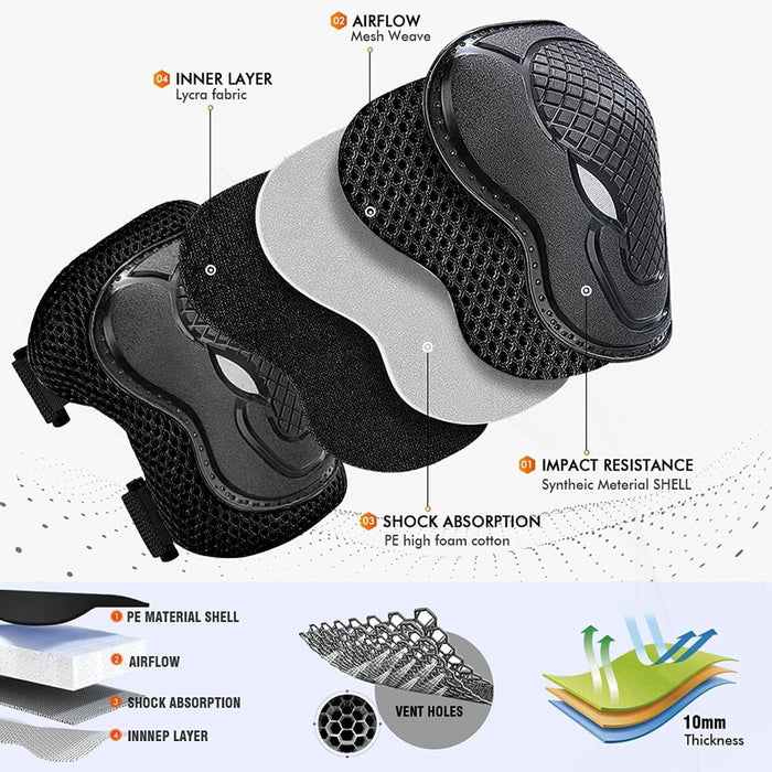 AMX Knee Pads, Knee Elbow Pads and Wrist Guards Protective Gear Set (Small - Blue) - Amazingooh Wholesale