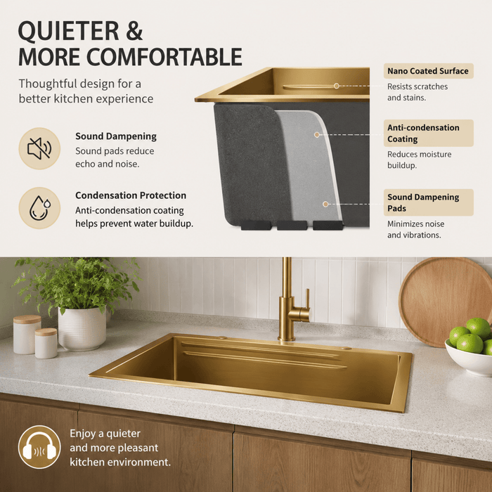 AMZ 900x500mm Brush Gold Nano Single Bowl Kitchen Sink with Workstation Accessories - Amazingooh Wholesale
