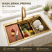 AMZ 900x500mm Brush Gold Nano Single Bowl Kitchen Sink with Workstation Accessories - Amazingooh Wholesale