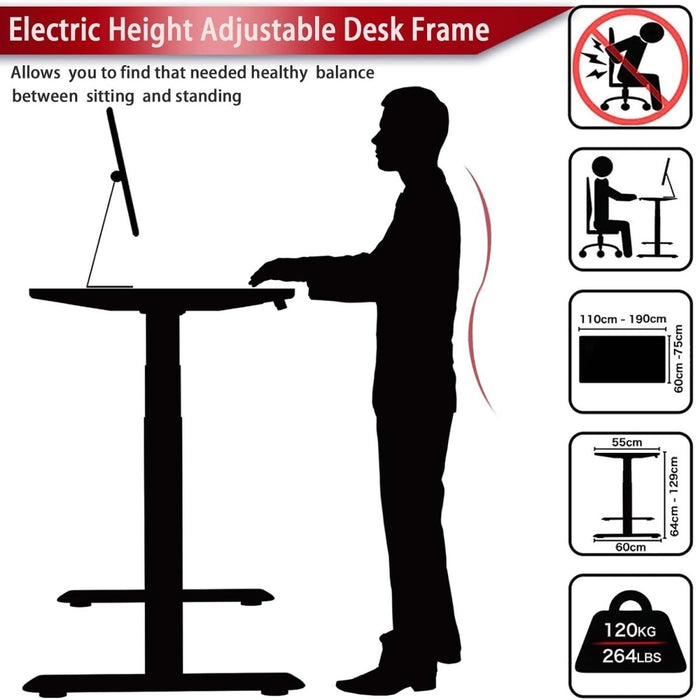 AMZ Electric Height Adjustable Standing Desk 120x60cm Sit Stand Desk Top for Home Office (White Frame + White Desktop) (Copy) - Amazingooh Wholesale