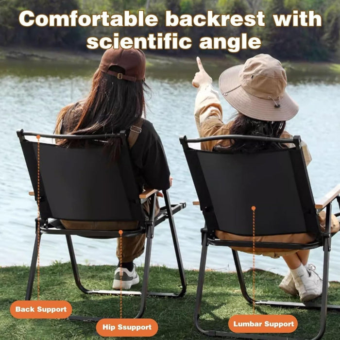 AMZ Folding Camping Chair, Portable Camping Chair, Lightweight Camping Backpacking Chair, Outdoor Beach Chair for Camping Hiking Garden Travel Beach Picnic BBQ Outdoor (Black, Large) - Amazingooh Wholesale