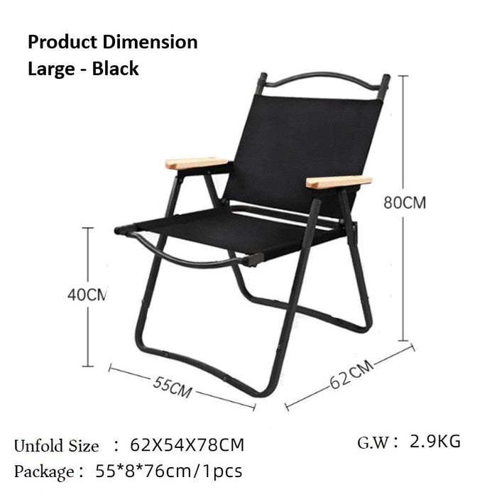 AMZ Folding Camping Chair, Portable Camping Chair, Lightweight Camping Backpacking Chair, Outdoor Beach Chair for Camping Hiking Garden Travel Beach Picnic BBQ Outdoor (Black, Large) - Amazingooh Wholesale