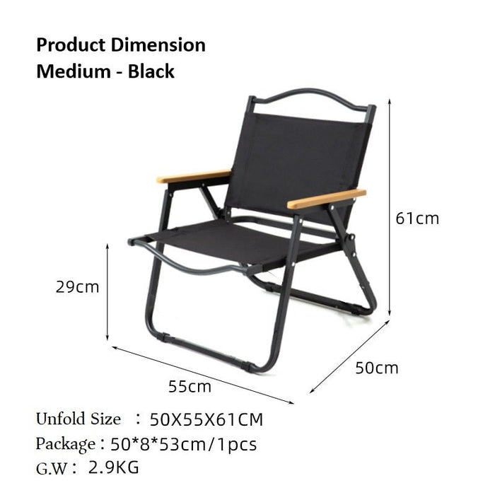 AMZ Folding Camping Chair, Portable Camping Chair, Lightweight Camping Backpacking Chair, Outdoor Beach Chair for Camping Hiking Garden Travel Beach Picnic BBQ Outdoor (Black, Medium) - Amazingooh Wholesale