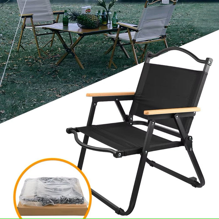 AMZ Folding Camping Chair, Portable Camping Chair, Lightweight Camping Backpacking Chair, Outdoor Beach Chair for Camping Hiking Garden Travel Beach Picnic BBQ Outdoor (Black, Large) - Amazingooh Wholesale