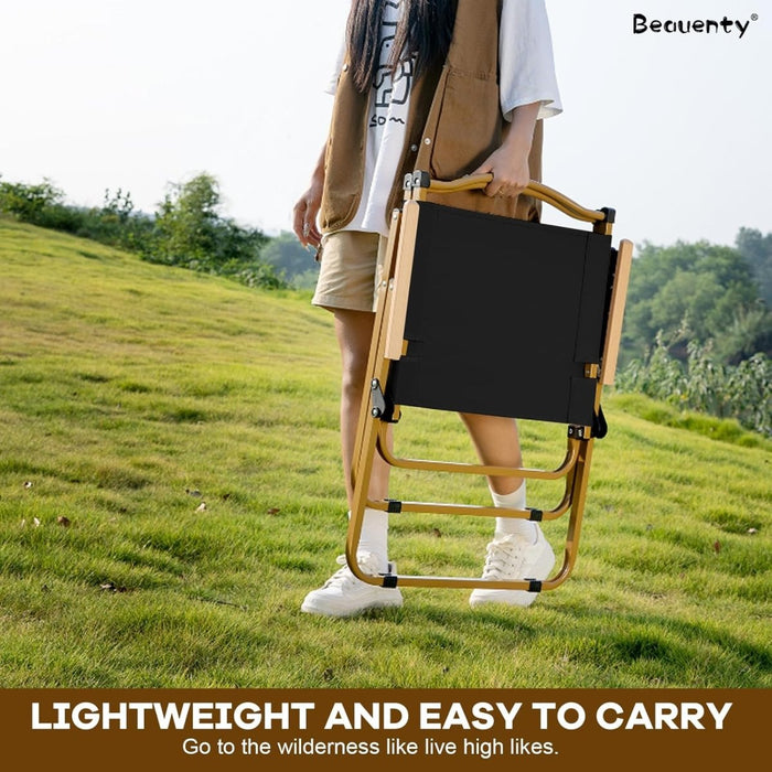 AMZ Folding Camping Chair, Portable Camping Chair, Lightweight Camping Backpacking Chair, Outdoor Beach Chair for Camping Hiking Garden Travel Beach Picnic BBQ Outdoor (Black, Large) - Amazingooh Wholesale