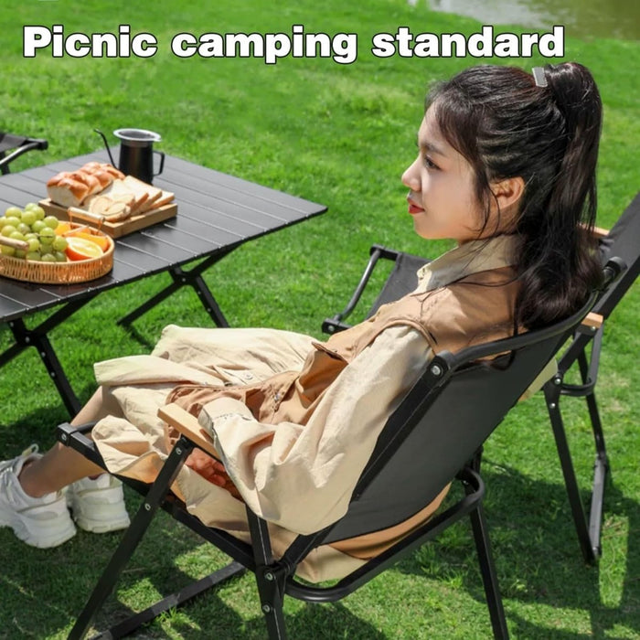AMZ Folding Camping Chair, Portable Camping Chair, Lightweight Camping Backpacking Chair, Outdoor Beach Chair for Camping Hiking Garden Travel Beach Picnic BBQ Outdoor (Black, Large) - Amazingooh Wholesale
