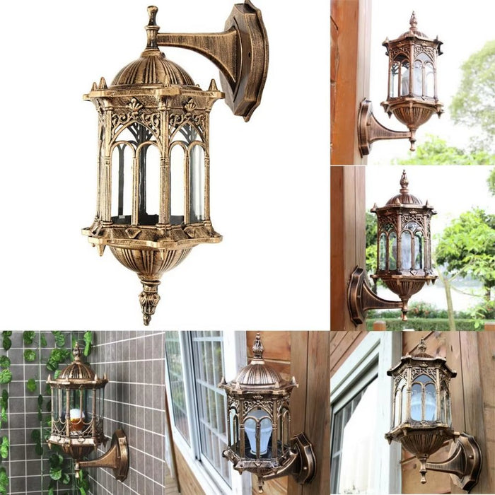 Antique Exterior Wall Light Fixture Aluminum Glass Lantern Outdoor Garden Lamp - Amazingooh Wholesale
