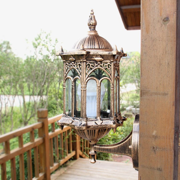 Antique Exterior Wall Light Fixture Aluminum Glass Lantern Outdoor Garden Lamp - Amazingooh Wholesale