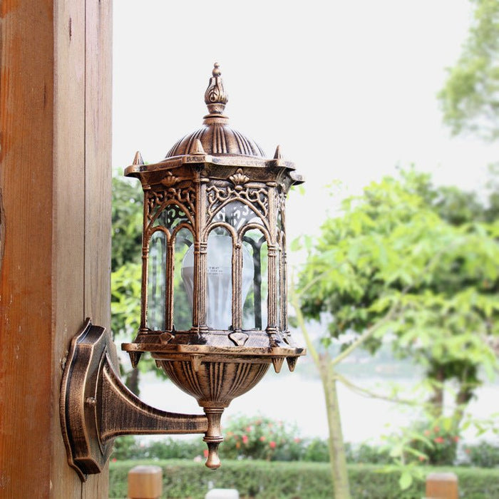 Antique Exterior Wall Light Fixture Aluminum Glass Lantern Outdoor Garden Lamp - Amazingooh Wholesale