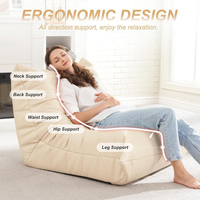 Armless Fireside Chair,Oversized Soft Caterpillar Floor Lounge Chair, Comfy Lazy Sofa ChairCozy Lounge Chair with Ottoman (Beige) - Amazingooh Wholesale