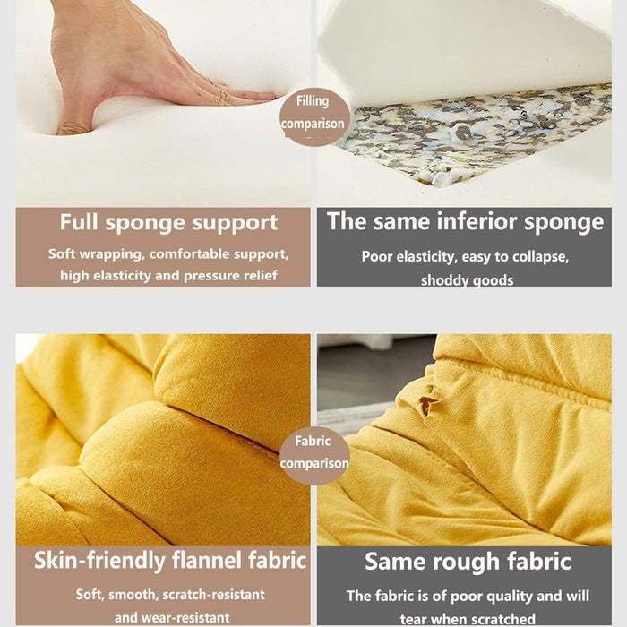 Armless Fireside Chair,Oversized Soft Caterpillar Floor Lounge Chair, Comfy Lazy Sofa ChairCozy Lounge Chair with Ottoman (Beige) - Amazingooh Wholesale