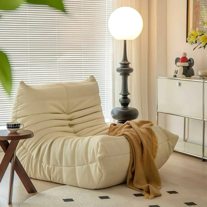 Armless Fireside Chair,Oversized Soft Caterpillar Floor Lounge Chair, Comfy Lazy Sofa ChairCozy Lounge Chair with Ottoman (Beige) - Amazingooh Wholesale