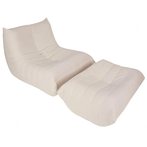 Armless Fireside Chair,Oversized Soft Caterpillar Floor Lounge Chair, Comfy Lazy Sofa ChairCozy Lounge Chair with Ottoman (Beige) - Amazingooh Wholesale