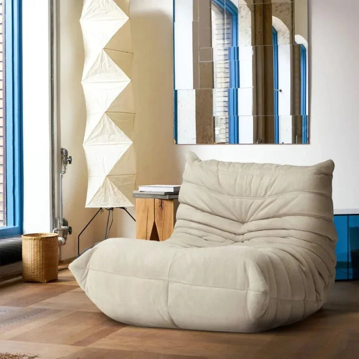 Armless Fireside Chair,Oversized Soft Caterpillar Floor Lounge Chair, Comfy Lazy Sofa ChairCozy Lounge Chair with Ottoman (Beige) - Amazingooh Wholesale