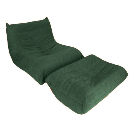 Armless Fireside Chair,Oversized Soft Caterpillar Floor Lounge Chair, Comfy Lazy Sofa ChairCozy Lounge Chair with Ottoman (Green) - Amazingooh Wholesale