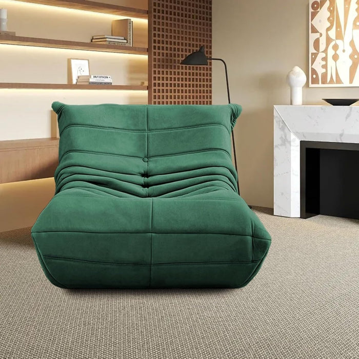 Armless Fireside Chair,Oversized Soft Caterpillar Floor Lounge Chair, Comfy Lazy Sofa ChairCozy Lounge Chair with Ottoman (Green) - Amazingooh Wholesale