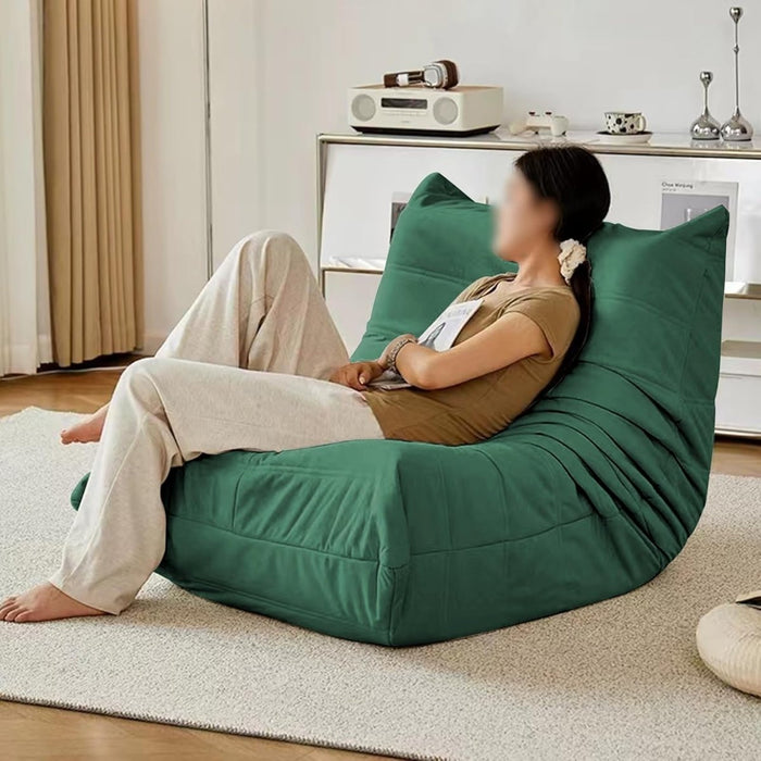 Armless Fireside Chair,Oversized Soft Caterpillar Floor Lounge Chair, Comfy Lazy Sofa ChairCozy Lounge Chair with Ottoman (Green) - Amazingooh Wholesale