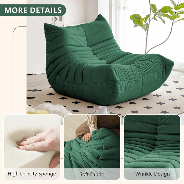 Armless Fireside Chair,Oversized Soft Caterpillar Floor Lounge Chair, Comfy Lazy Sofa ChairCozy Lounge Chair with Ottoman (Green) - Amazingooh Wholesale