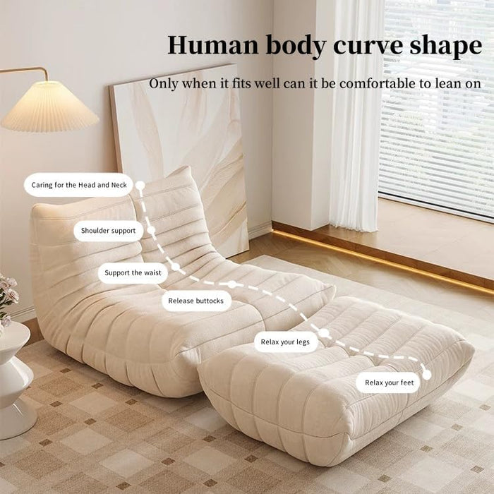 Armless Fireside Chair,Oversized Soft Caterpillar Floor Lounge Chair, Comfy Lazy Sofa ChairCozy Lounge Chair with Ottoman (Orange) - Amazingooh Wholesale