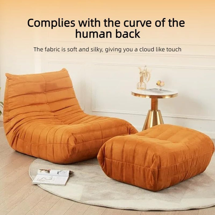 Armless Fireside Chair,Oversized Soft Caterpillar Floor Lounge Chair, Comfy Lazy Sofa ChairCozy Lounge Chair with Ottoman (Orange) - Amazingooh Wholesale
