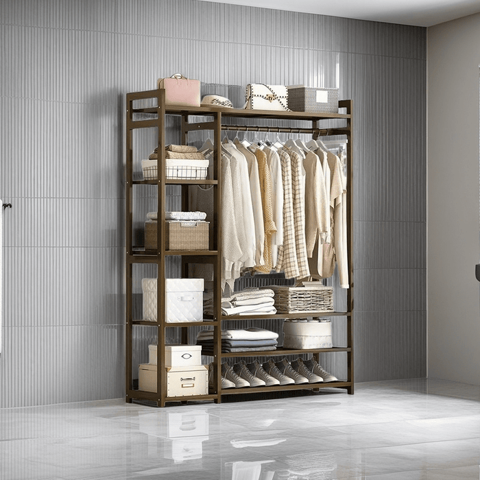 Bamboo Clothes Rack Garment Closet Storage Organizer Hanging Rail Shelf Dress room - Amazingooh Wholesale