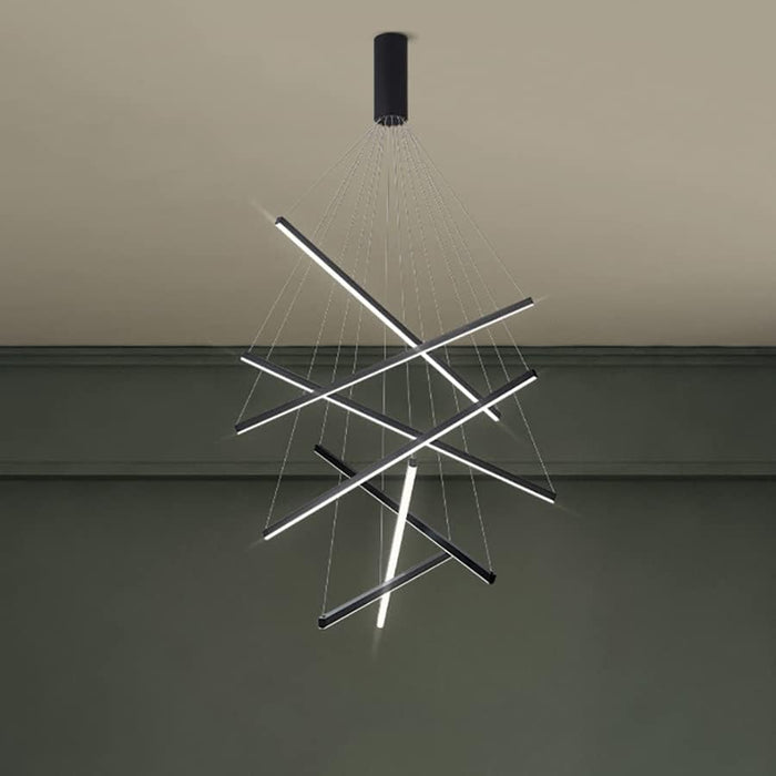 BAMDECOR 100cm Adjustable Pendant Light for Double - Storey Villa Commercial Use with Soft Light and Eye Protection Black Aluminum & Silicone - Amazingooh Wholesale