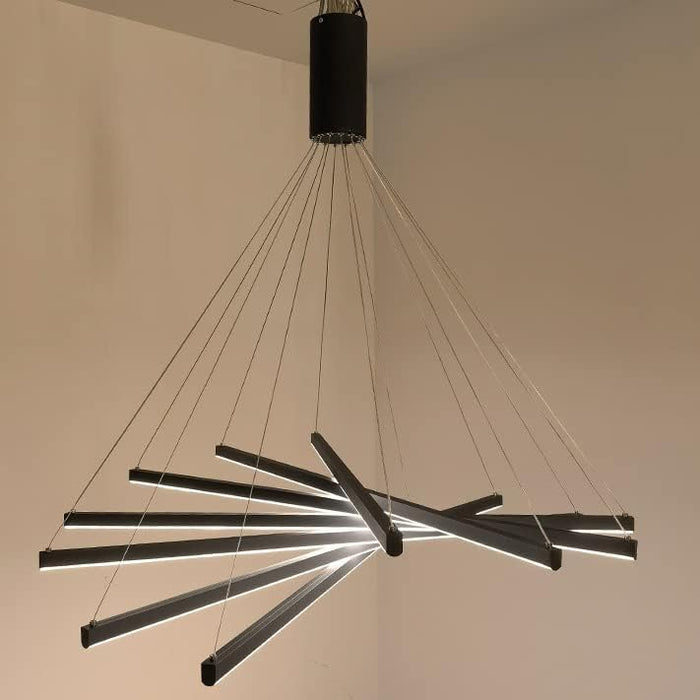 BAMDECOR 100cm Adjustable Pendant Light for Double - Storey Villa Commercial Use with Soft Light and Eye Protection Black Aluminum & Silicone - Amazingooh Wholesale