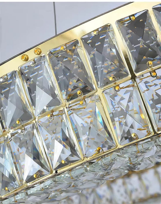 BAMDECOR 1.2m C3332/L Linear Luxury Crystal Chandelier Modern LED Crystal Chandelier LED Ring Pendant Light Stainless Steel Ceiling Lamp Hanging Lights,for Dining Living Room (Gold) - Amazingooh Wholesale