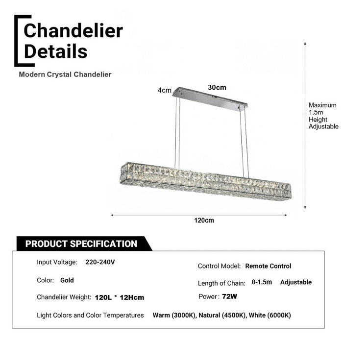 BAMDECOR 1.2m C3332/L Linear Luxury Crystal Chandelier Modern LED Crystal Chandelier LED Ring Pendant Light Stainless Steel Ceiling Lamp Hanging Lights,for Dining Living Room (Chrome) - Amazingooh Wholesale