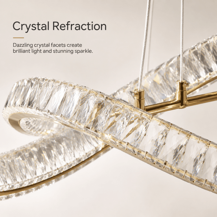 BAMDECOR 1.2m C3601W Wave Crystal Pendant Chandelier Decorative Lighting Lampshade (Brass Gold) - Amazingooh Wholesale