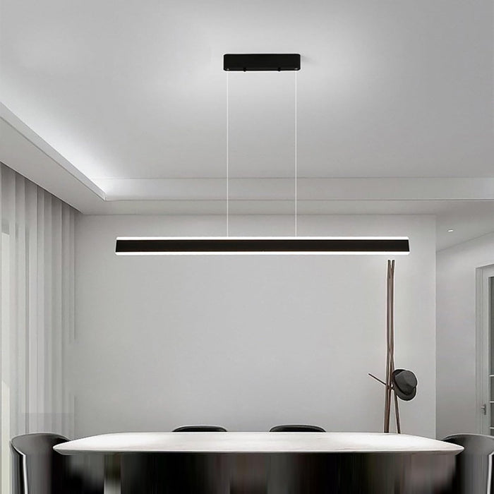 BAMDECOR 1.2M Modern Minimalist Trapezoid Pendant Light Adjustable LED Bar Light for Dining Room and Kitchen - Black - Amazingooh Wholesale