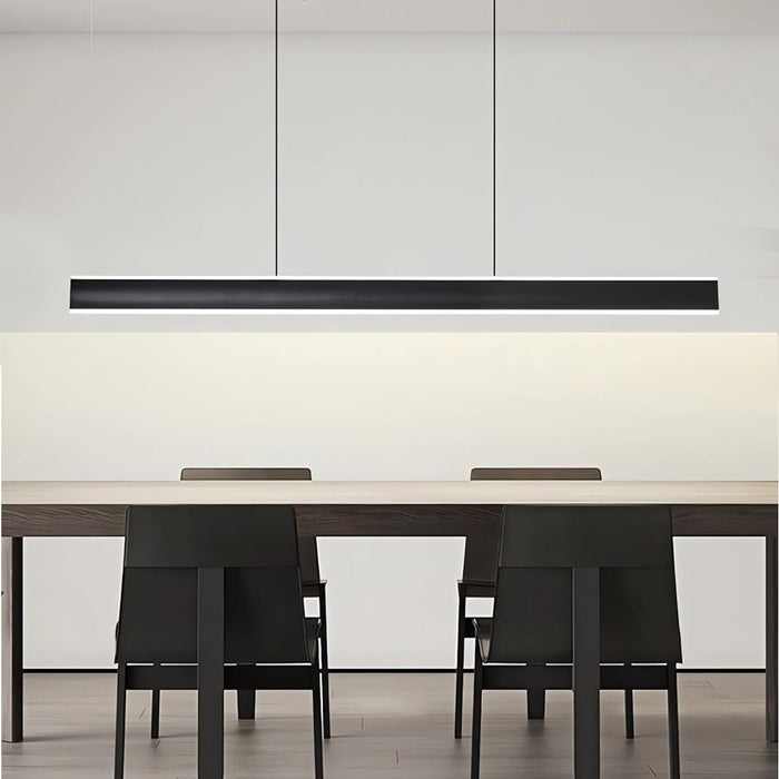 BAMDECOR 1.2M Modern Minimalist Trapezoid Pendant Light Adjustable LED Bar Light for Dining Room and Kitchen - Black - Amazingooh Wholesale