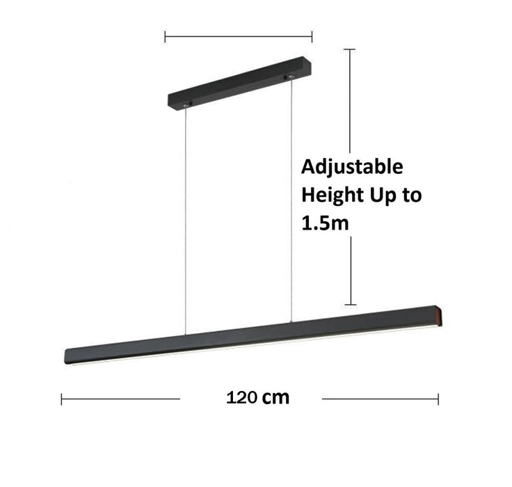 BAMDECOR 1.2M Modern Minimalist Trapezoid Pendant Light Adjustable LED Bar Light for Dining Room and Kitchen - Black - Amazingooh Wholesale