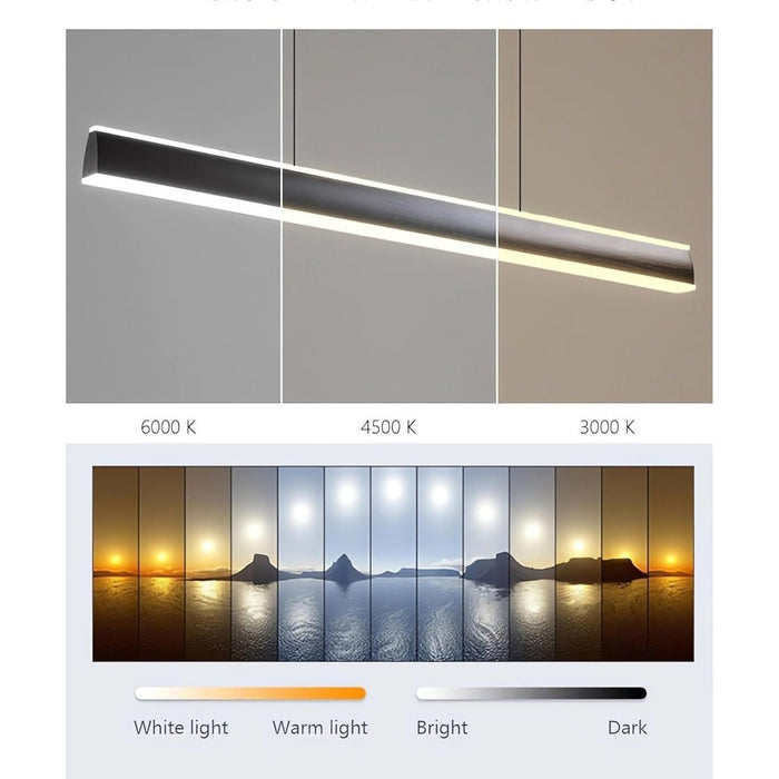 BAMDECOR 1.2M Modern Minimalist Trapezoid Pendant Light Adjustable LED Bar Light for Dining Room and Kitchen - Black - Amazingooh Wholesale