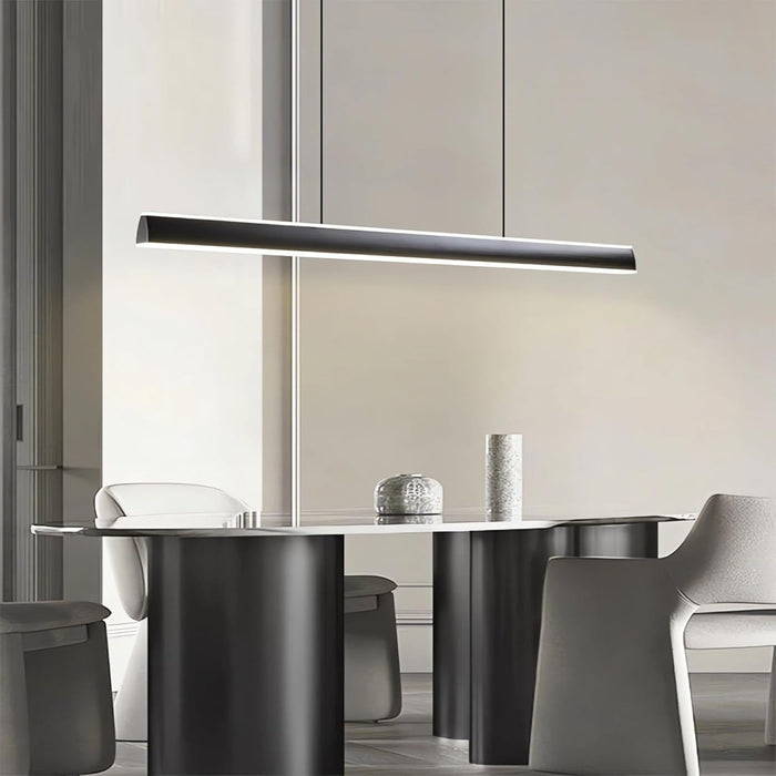 BAMDECOR 1.2M Modern Minimalist Trapezoid Pendant Light Adjustable LED Bar Light for Dining Room and Kitchen - Black - Amazingooh Wholesale