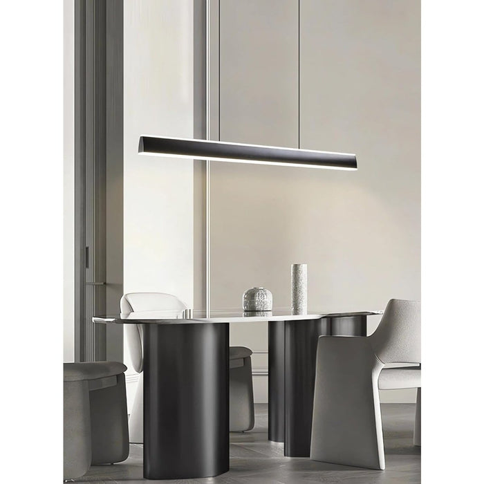 BAMDECOR 1.2M Modern Minimalist Trapezoid Pendant Light Adjustable LED Bar Light for Dining Room and Kitchen - Black - Amazingooh Wholesale