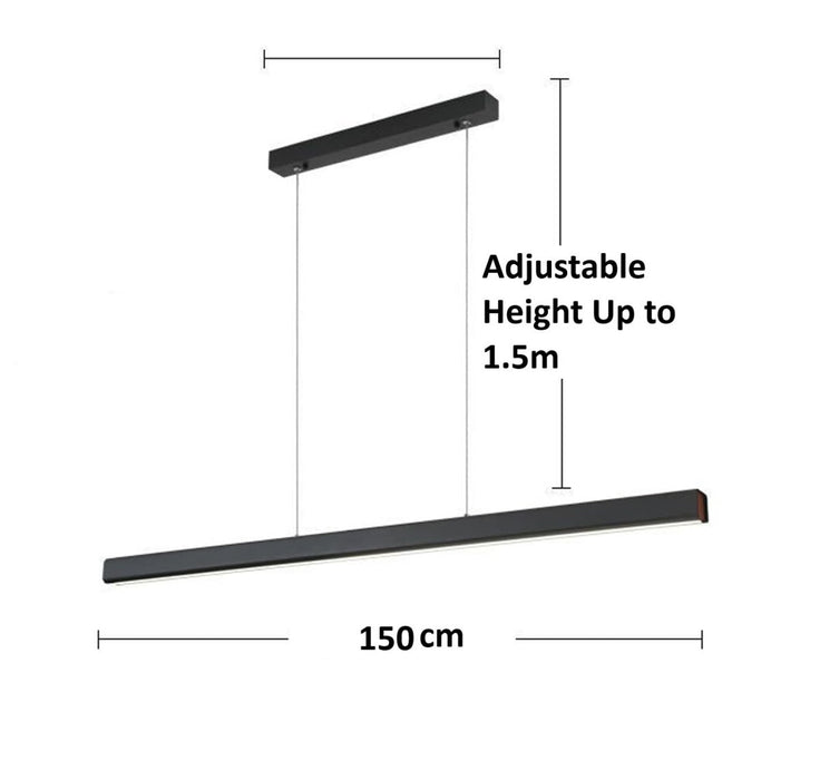 BAMDECOR 1.2M Modern Minimalist Trapezoid Pendant Light Adjustable LED Bar Light for Dining Room and Kitchen - Black - Amazingooh Wholesale