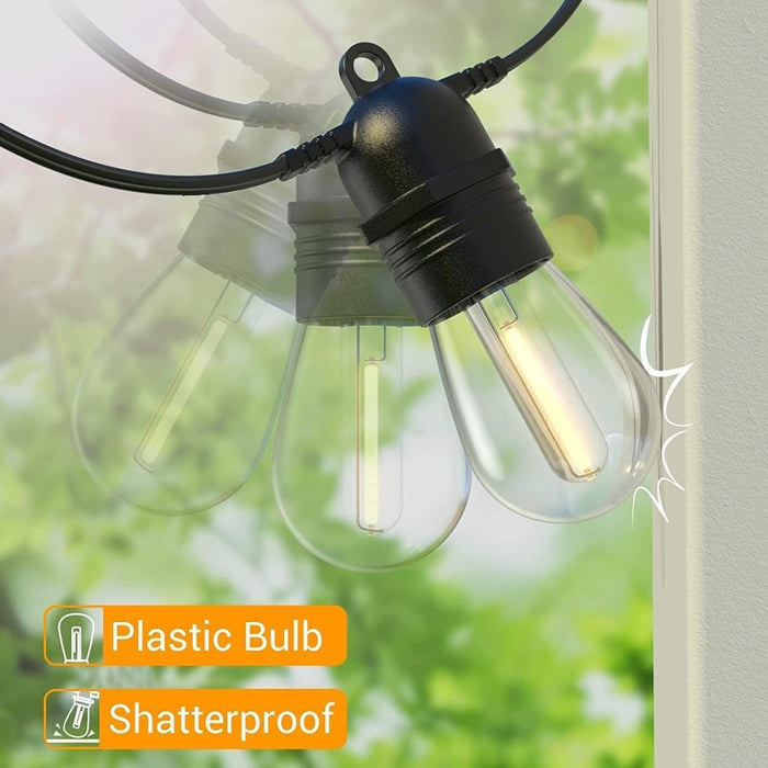 BAMDECOR 15M Plug In Festoon Lights Outdoor, 2700K Warm White Solar Powered String Lights, Festoon Light for Patio Backyard Balcony Gazebo Party Carport - Amazingooh Wholesale