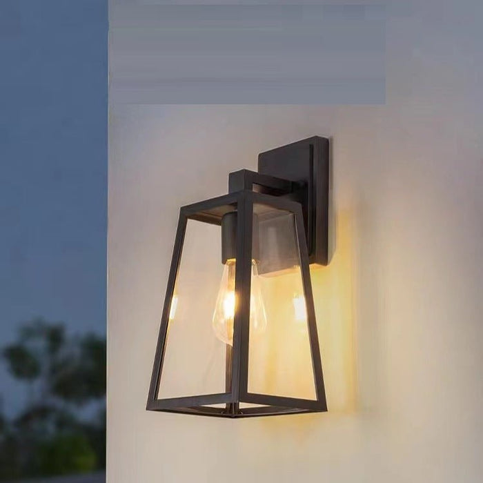 BAMDECOR 2x Outdoor Wall Light Porch Yard Tempered Glass Lantern Lamp Black IP44 - Amazingooh Wholesale