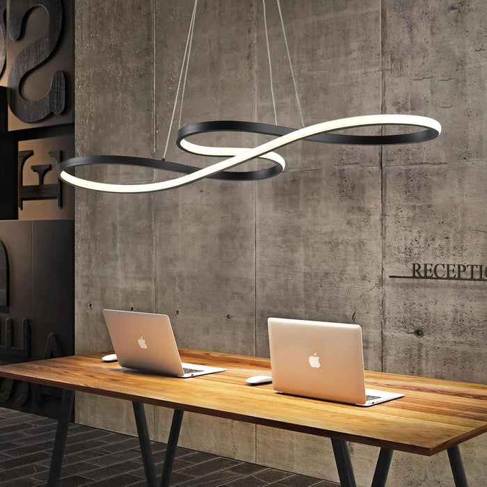 BAMDECOR A022 Modern Designer Infinity LED Chandelier Island Ceiling Pendant Light (120/150cm Black) - Amazingooh Wholesale