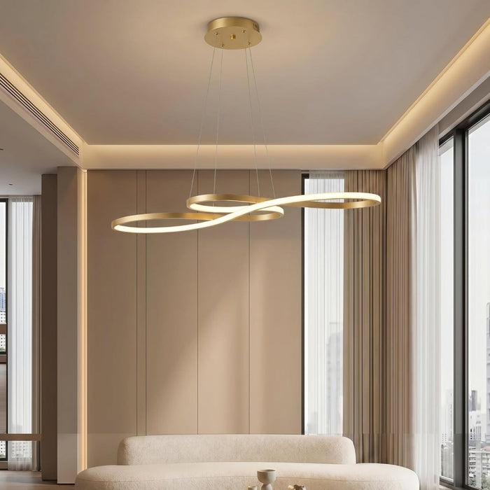 BAMDECOR A022 Modern Designer Infinity LED Chandelier Island Ceiling Pendant Light (120/150cm-Gold) - Amazingooh Wholesale