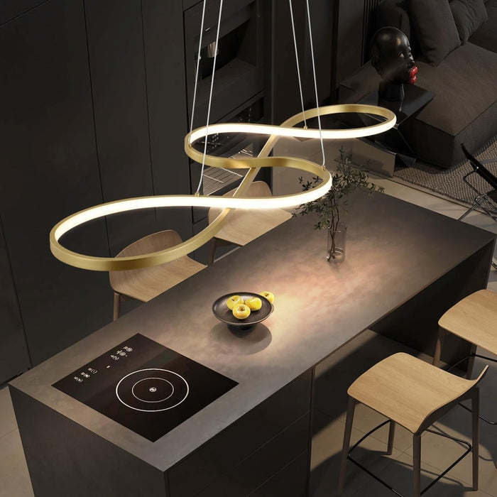 BAMDECOR A022 Modern Designer Infinity LED Chandelier Island Ceiling Pendant Light (120/150cm-Gold) - Amazingooh Wholesale