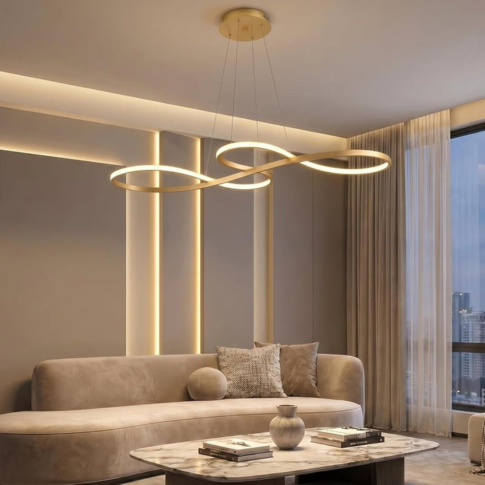 BAMDECOR A022 Modern Designer Infinity LED Chandelier Island Ceiling Pendant Light (120/150cm-Gold) - Amazingooh Wholesale