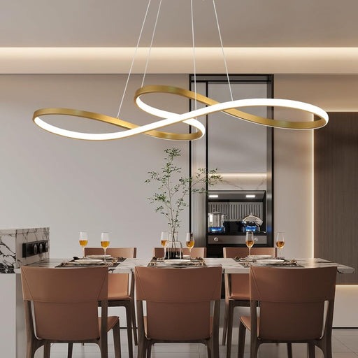 BAMDECOR A022 Modern Designer Infinity LED Chandelier Island Ceiling Pendant Light (120/150cm-Gold) - Amazingooh Wholesale