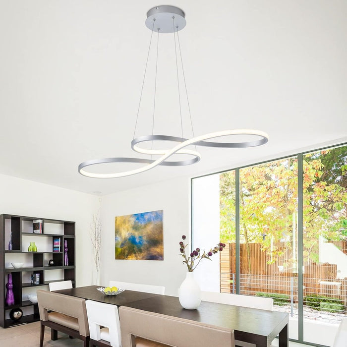 BAMDECOR A022 Modern Designer Infinity LED Chandelier Island Ceiling Pendant Light (120/150cm-Silver) - Amazingooh Wholesale