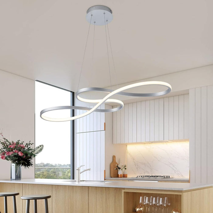 BAMDECOR A022 Modern Designer Infinity LED Chandelier Island Ceiling Pendant Light (120/150cm-Silver) - Amazingooh Wholesale