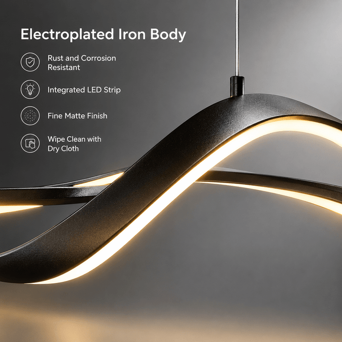BAMDECOR A036 Modern LED Wave Linear Pendant Lights 180cm -Black - Amazingooh Wholesale