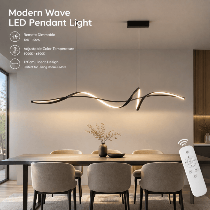 BAMDECOR A036 Modern LED Wave Linear Pendant Lights 180cm -Black - Amazingooh Wholesale