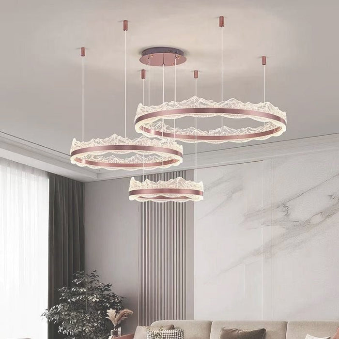 BAMDECOR A180/3 Nordic LED Chandelier Modern Circular Acrylic Living Room Light (Size: 3 Rings 40+60+80cm) - Amazingooh Wholesale