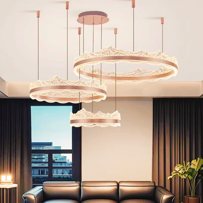 BAMDECOR A180/3 Nordic LED Chandelier Modern Circular Acrylic Living Room Light (Size: 3 Rings 40+60+80cm) - Amazingooh Wholesale